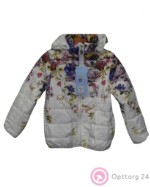 Детская куртка белого цвета с цветочным принтом