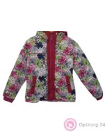 Детская куртка с цветами розово-бордовая