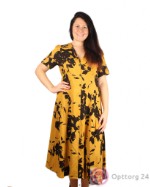 Платье длинное желтое с цветочным рисунком