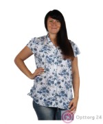 Рубашка женская бела с голубыми цветами
