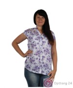 Рубашка женская бела с сиреневыми цветами