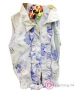 Блузка детская белая с фиолетовыми цветами