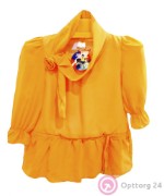 Блузка детская шифоновая оранжевая с воротником-хомутом