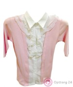 Блузка детская комбинированная бело розовая