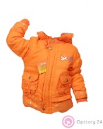 Куртка детская оранжевого цвета с блестящими вставками