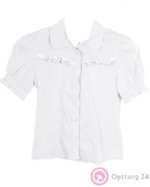 Блузка школьная белого цвета с коротким рукавом.