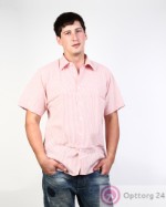 Рубашка мужская с коротким рукавом розовая