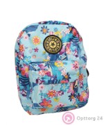 Рюкзак школьный голубой цветочным принтом