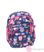 Рюкзак школьный розово синий с мишками
