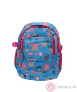Рюкзак школьный голубо розовый с мишками