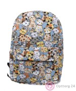 Рюкзак школьный голубой с кошками