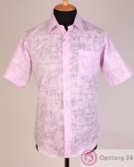 Рубашка мужская светло-розовая в полоску, с узором