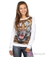 Джемпер женский молодёжный белого цвета с принтом “ Тигры “