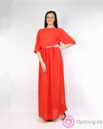 Платье женское длинное красное с бантом