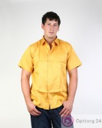 Рубашка мужская с коротким рукавом желтая простого кроя