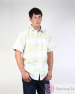 Рубашка мужская с коротким рукавом бело-салатовая