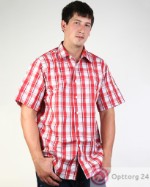 Рубашка мужская с коротким рукавом в красно-белую клетку