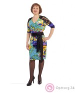 Платье разноцветное с ажурными вставками М086