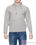 Пуловер мужской серого цвета с капюшоном