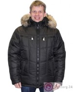 Мужская зимняя куртка черного цвета с мехом.