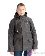 Куртка для мальчика на синтепоне серая с буквенным принтом