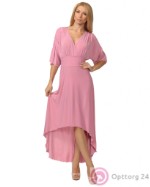 Платье женское нежно-розовое с ассиметричным кроем юбки