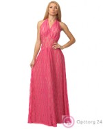 Платье женское вечернее в пол розовое кружевное с открытой спиной