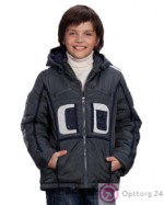 Куртка для мальчика на синтепоне черная с синим кантом