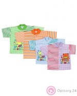 Рубашка детская разноцветная с принтом на короткий рукав