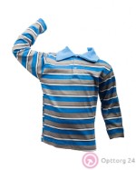 Рубашка поло для мальчика серая в голубу полоску