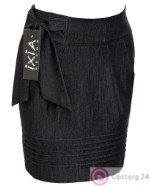 Юбка из джинсы черная с бантом на боку, по низу декоративная строчка