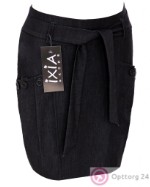 Юбка джинсовая с боковой строчкой и отделкой пуговицами, черная