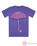 Футболка детская фиолетовая с зонтиком