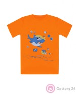 Футболка детская оранжевая с акулой