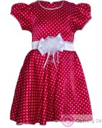 Детское платье В-Атлас красное в белый горошек