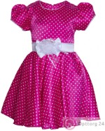 Детское платье В-Атлас розовое в белый горошек