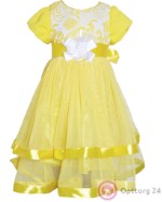 Детское платье В-Снежинка желтого цвета