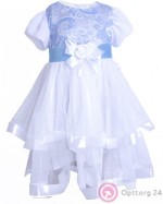 Детское платье В-Снежинка голубой верх и белый низ