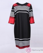 Платье женское черное-красное в белую полоску