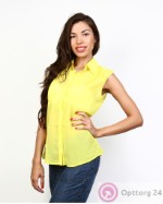 Блузка желтая с оригинальным оформлением спинки