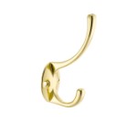 Крючок вешалка 2 рожковый вертикальный  золото