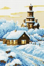 CZ008 Алмазная мозаика с подрамником “Зимний деревенский пейзаж”