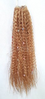 Шиньон с вьющимися волосами и украшением в виде цветочков 50см