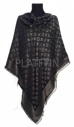 15053 платок Louis Vuitton LV (черный с золотом)