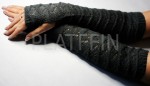 1701 Митенки вязаные шерстяные ажурные волна (40 см)