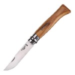 Нож Opinel 8, нержавеющая сталь, рукоять оливковое дерево, деревянный футляр, чехол