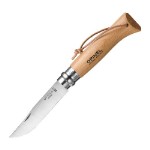 Нож Opinel 8, нержавеющая сталь, рукоять из бука, с кожаным темляком