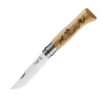 Нож Opinel 8, нержавеющая сталь, рукоять дуб, гравировка собака, 002335