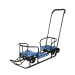 Снегомобиль Snow Galaxy Black Auto “Для Двоих” голубые рейки на больших мягких колесах