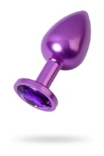 Анальная втулка, Metal by TOYFA, фиолетовая, с фиолетовым кристаллом, 8,2 см, O3,4 см, 85 г.